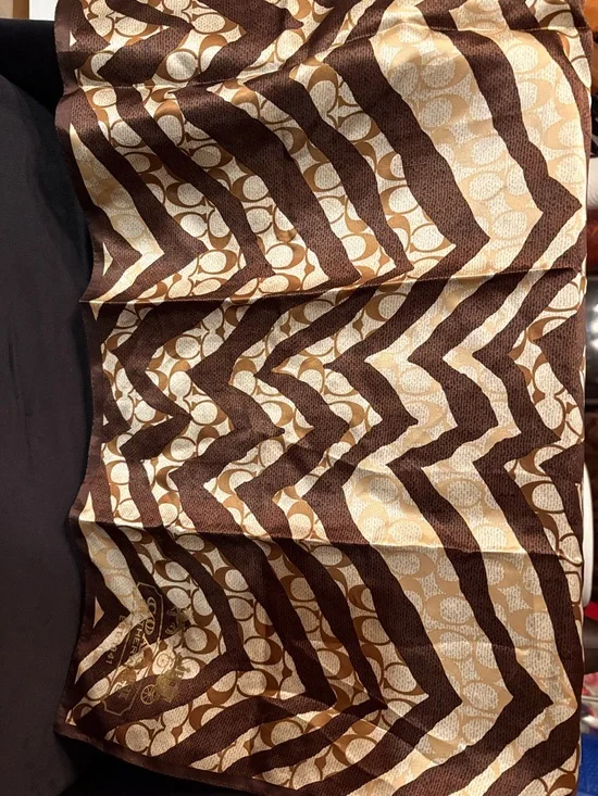 Coach Y2K Signature Brown & Tan Silk Scarf - Picture 4 of 4